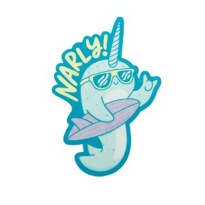 Surfing Narly Narwhal Vinyl Sticker